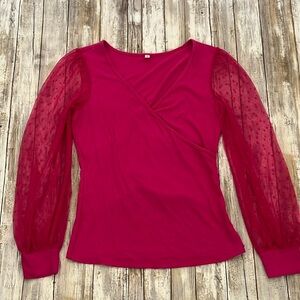 Boutique Fuschia Pinka Blouse Long-Sleeve Top Size S